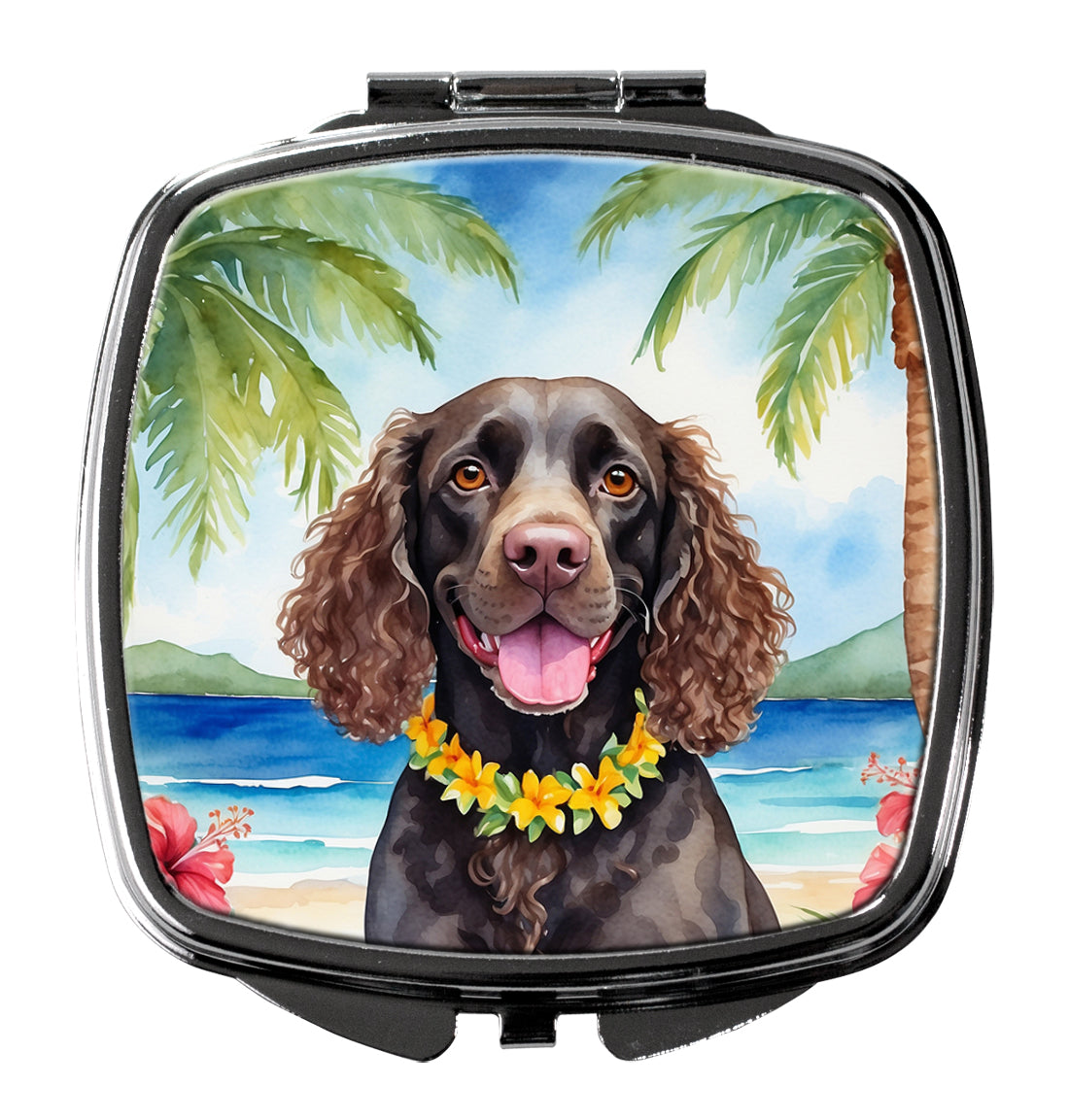DAC6355SCM 3 x 2.75 in. American Water Spaniel Luau Compact Mirror