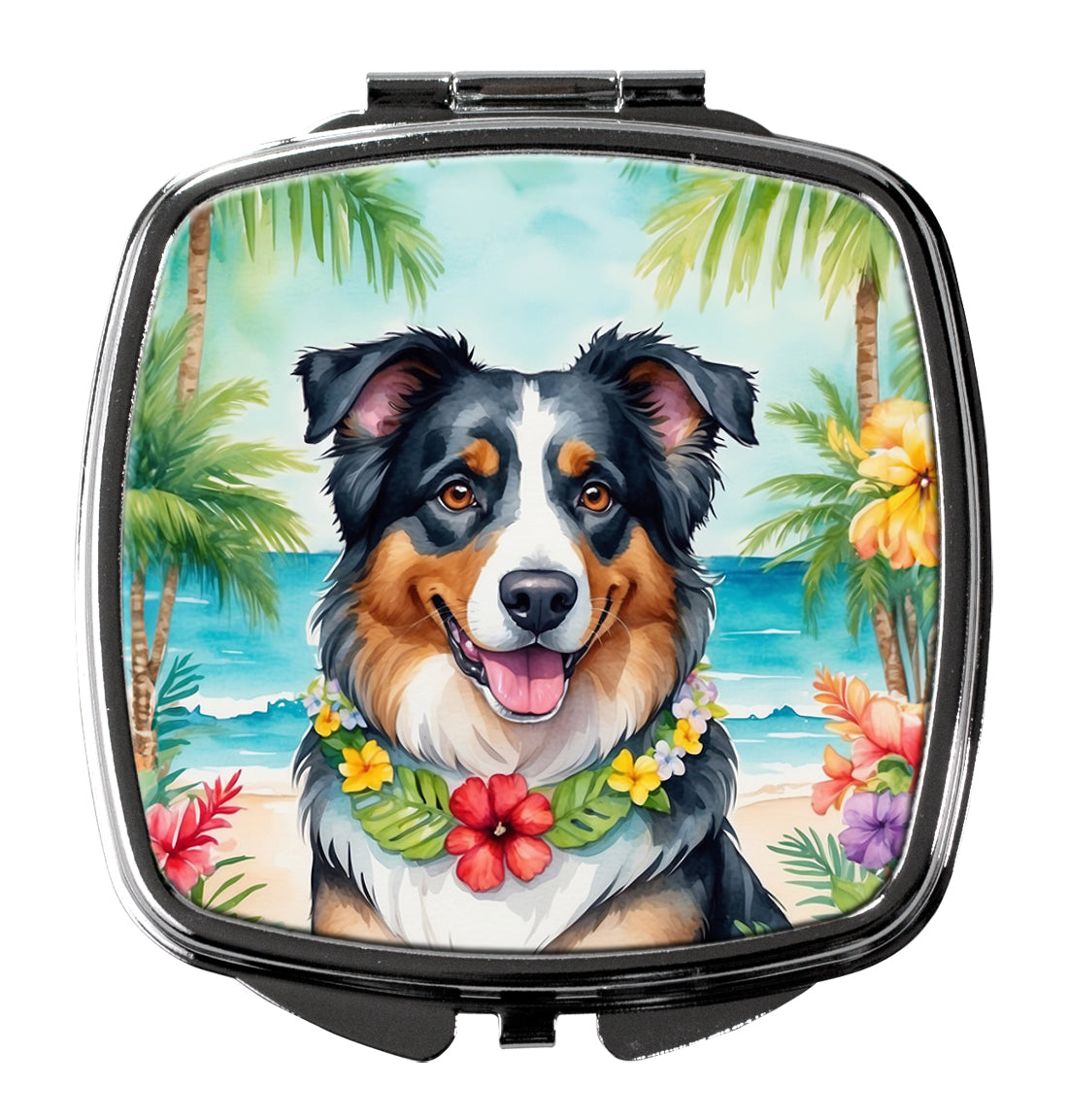 3 x 2.75 in. Australian Shepherd Luau Compact Mirror