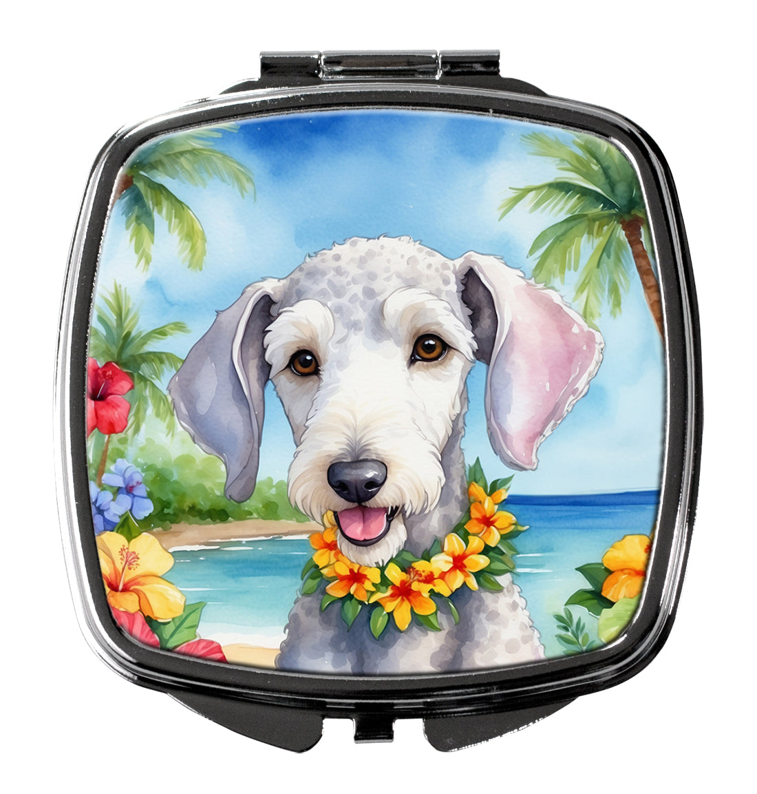 3 x 2.75 in. Bedlington Terrier Luau Compact Mirror