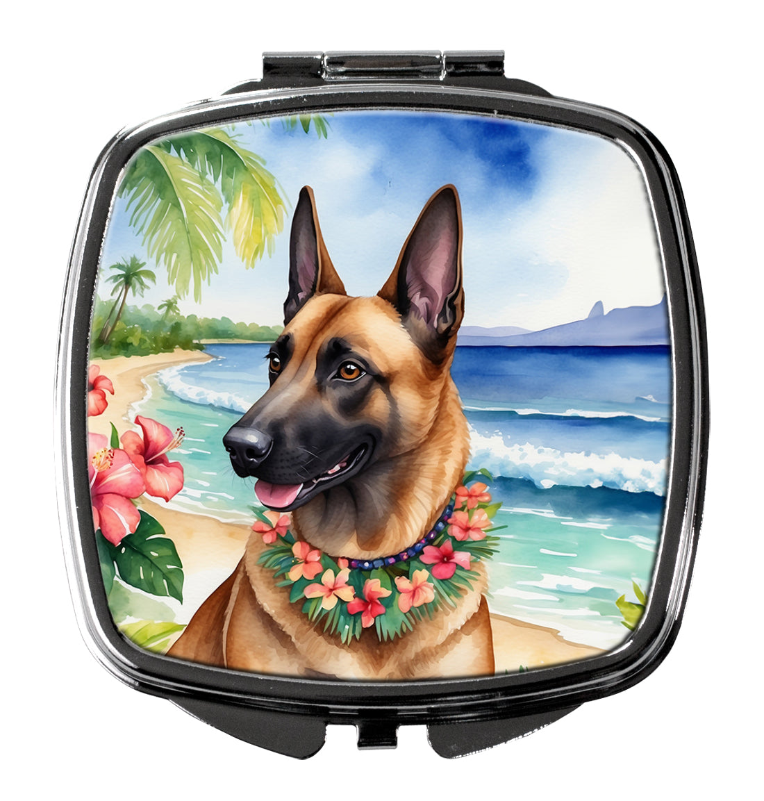 3 x 2.75 in. Belgian Malinois Luau Compact Mirror