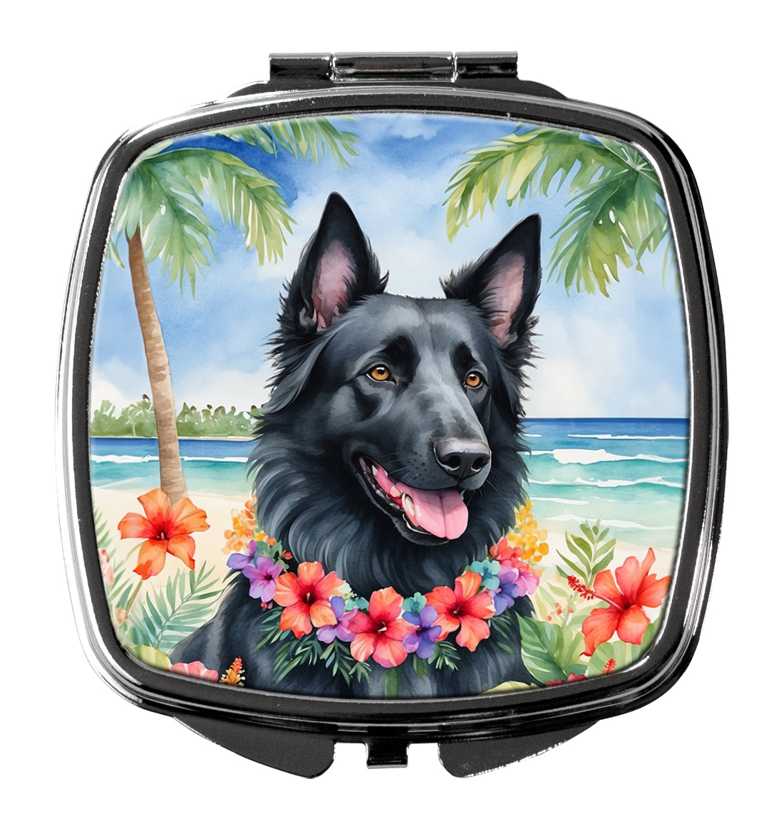 DAC6367SCM 3 x 2.75 in. Belgian Sheepdog Luau Compact Mirror