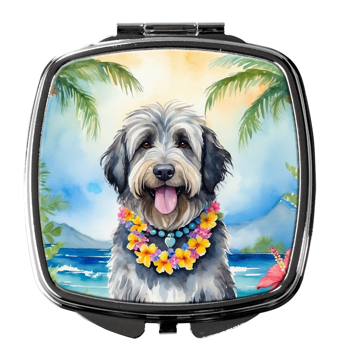 3 x 2.75 in. Bergamasco Sheepdog Luau Compact Mirror
