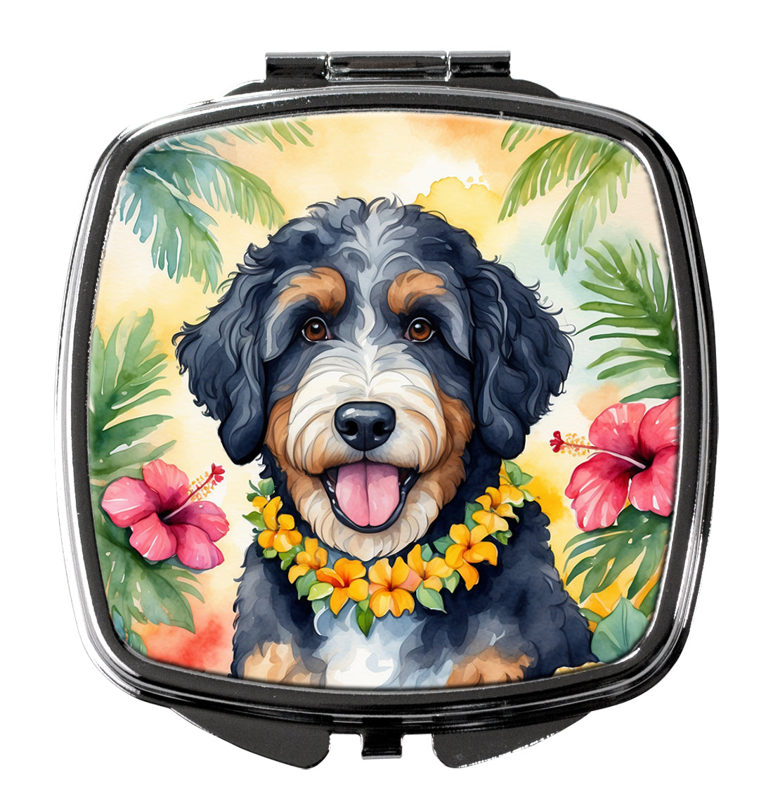 DAC6370SCM 3 x 2.75 in. Bernedoodle Luau Compact Mirror