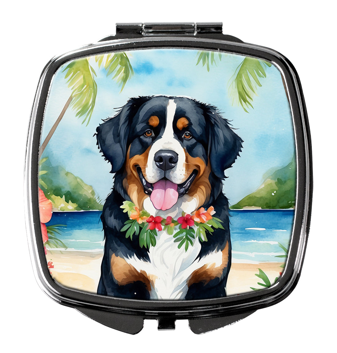 DAC6371SCM 3 x 2.75 in. Bernese Mountain Dog Luau Compact Mirror