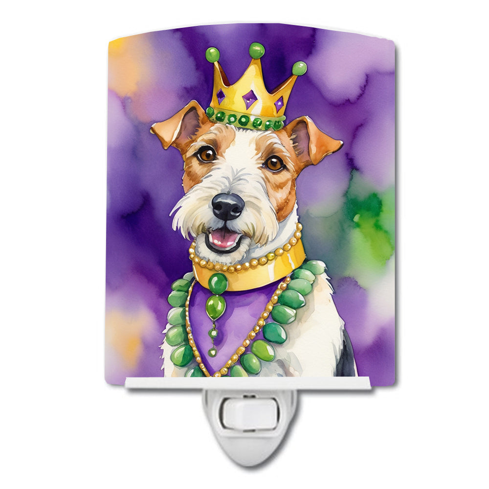 DAC4792CNL 6 x 4 in. Fox Terrier King of Mardi Gras Ceramic Night Light