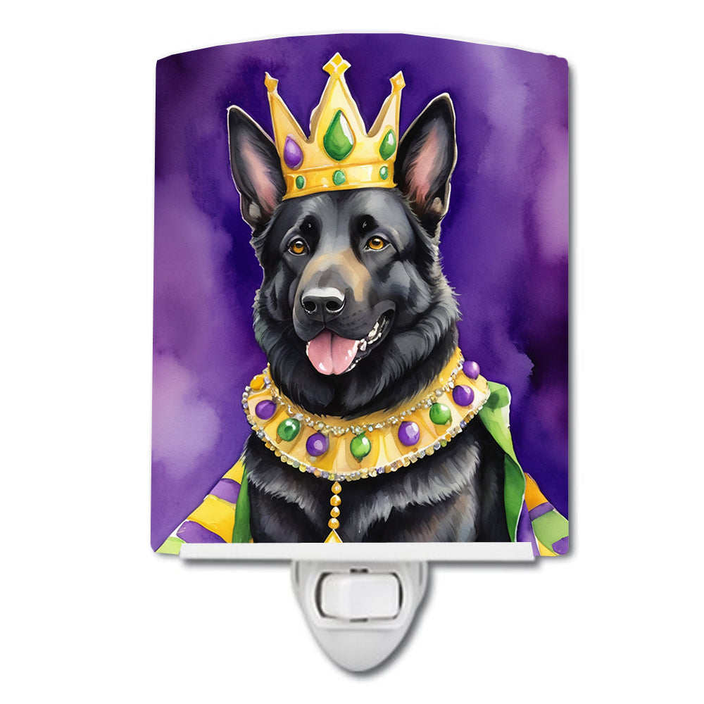 6 x 4 in. Black German Shepherd King of Mardi Gras Ceramic Night Light