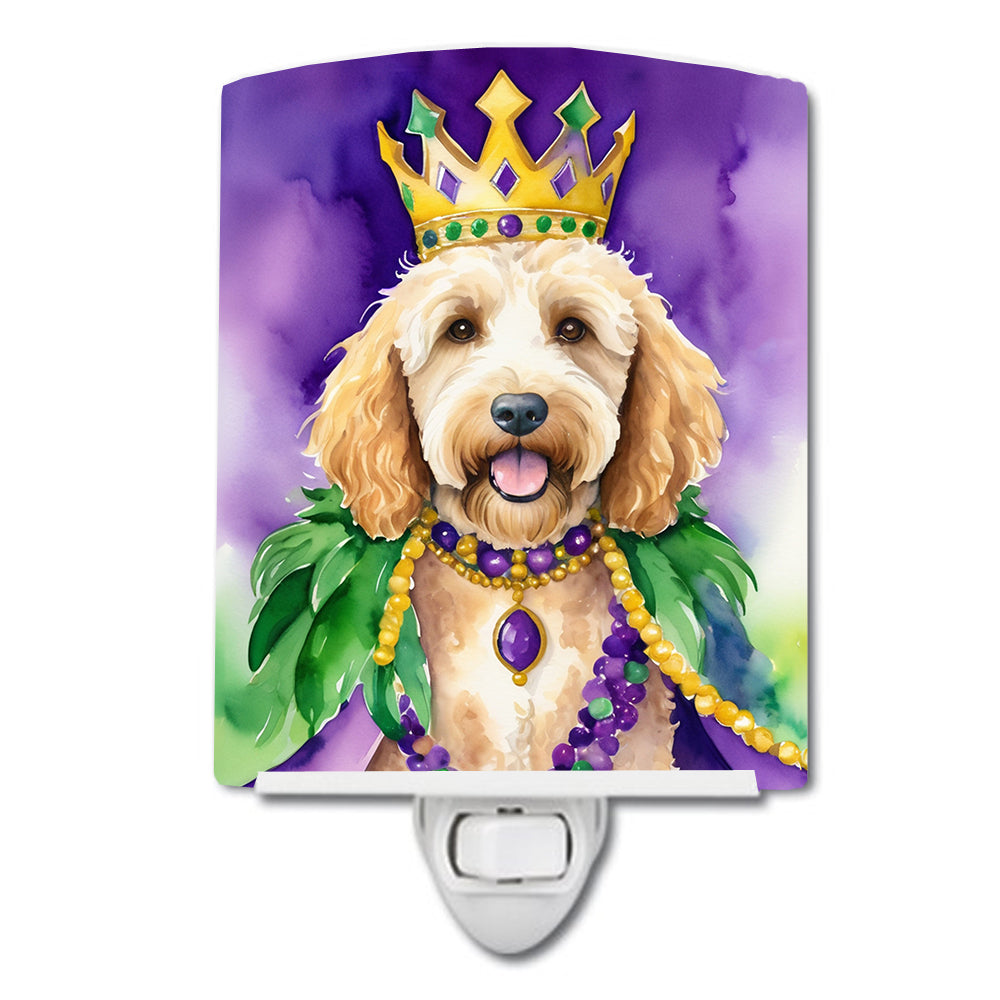 6 x 4 in. Goldendoodle King of Mardi Gras Ceramic Night Light