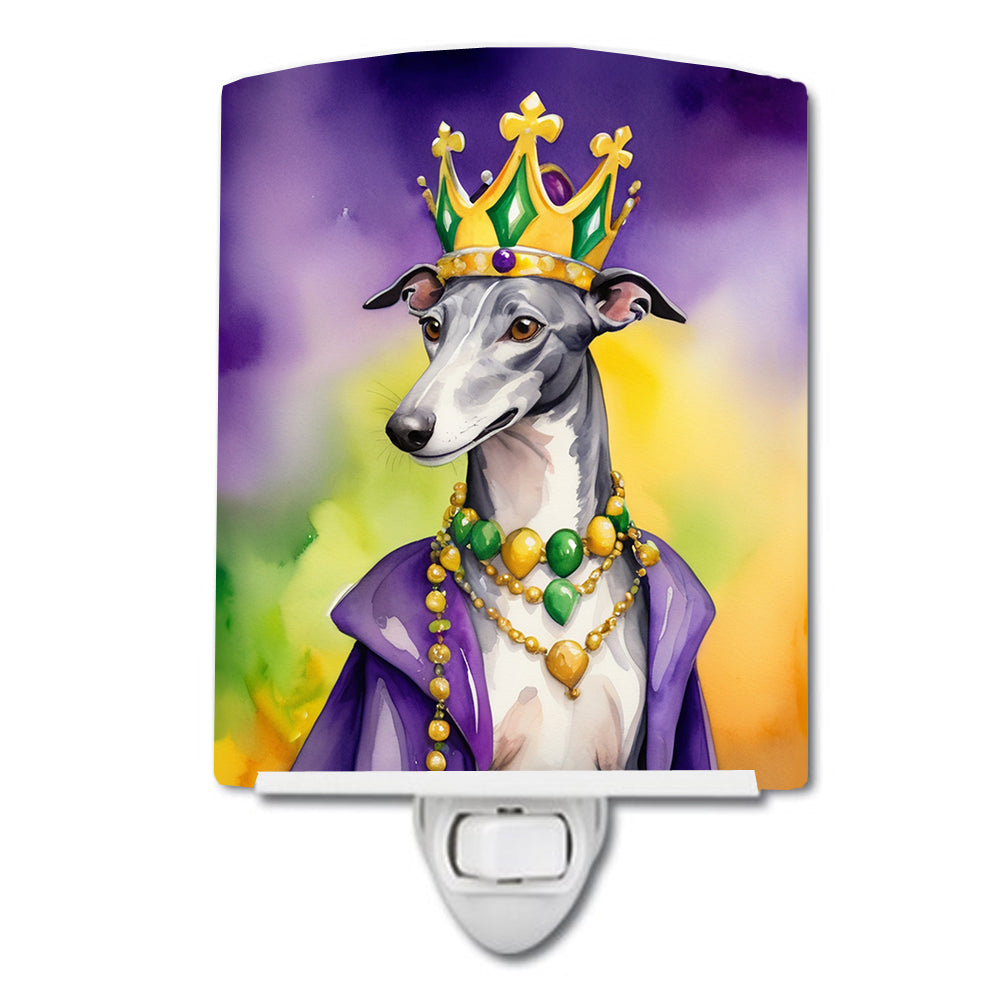 6 x 4 in. Greyhound King of Mardi Gras Ceramic Night Light