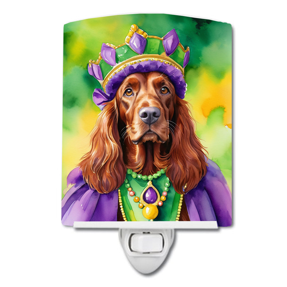 6 x 4 in. Irish Setter King of Mardi Gras Ceramic Night Light