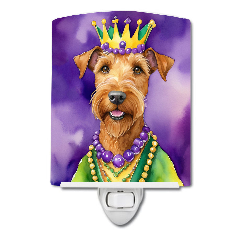6 x 4 in. Irish Terrier King of Mardi Gras Ceramic Night Light