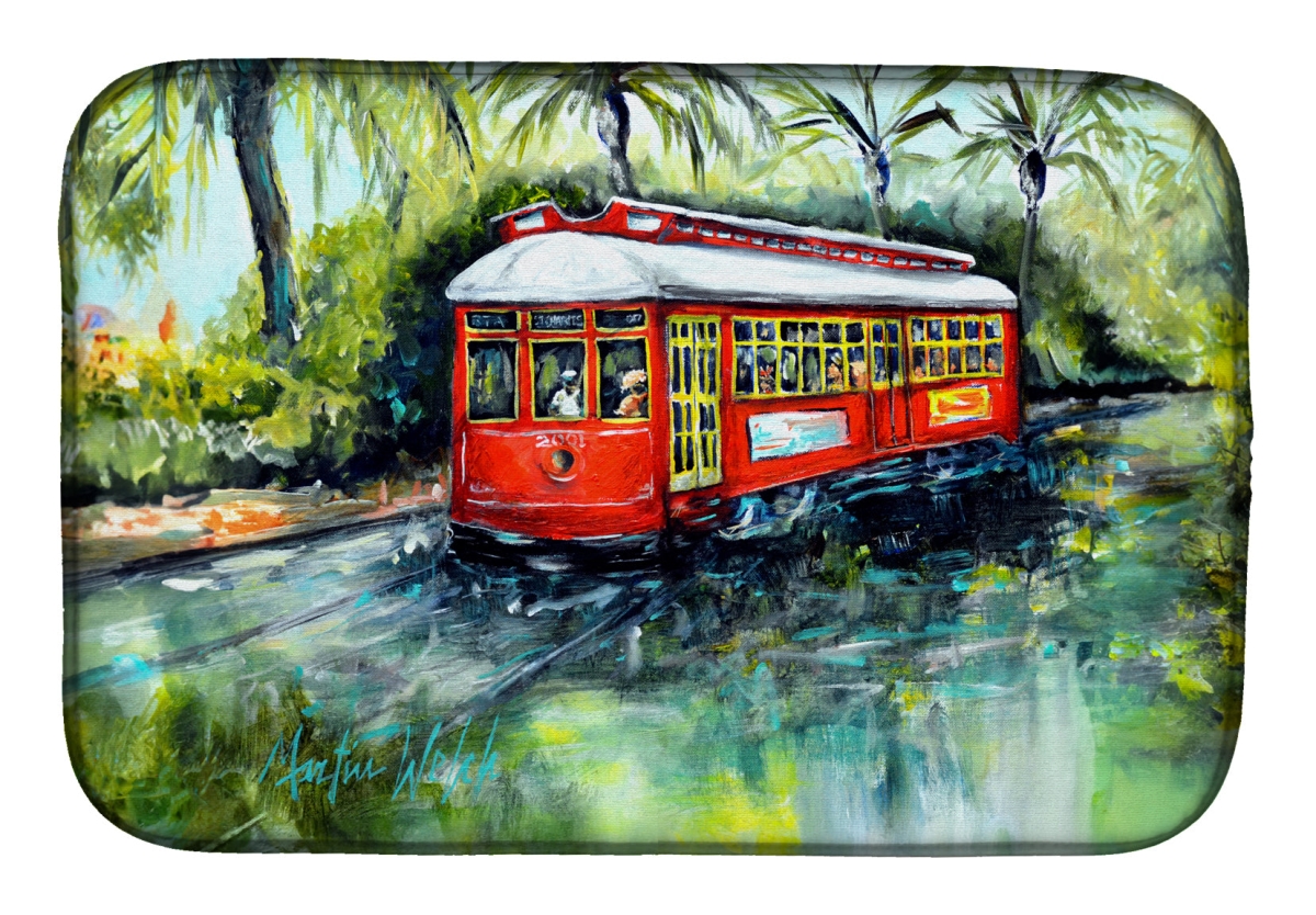 Picture of Carolines Treasures MW2089DDM 21 x 14 in. Little Red Street Car Dish Drying Mat