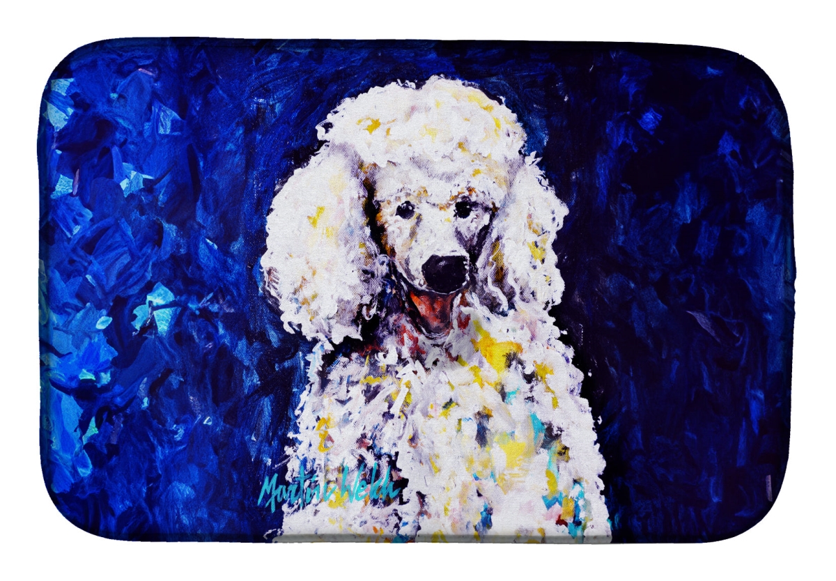 Picture of Carolines Treasures MW2090DDM 21 x 14 in. Louie White Poodle Dish Drying Mat