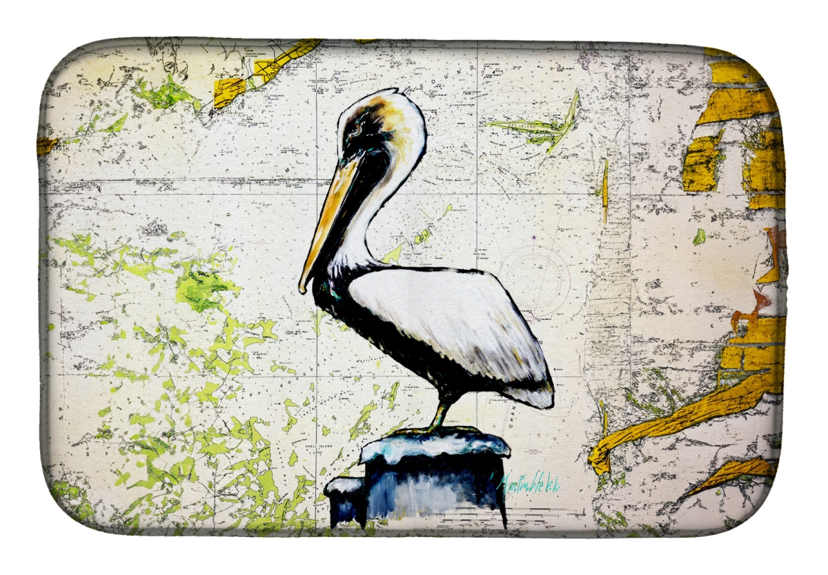 Picture of Carolines Treasures MW2111DDM 21 x 14 in. Pelican on Map Dish Drying Mat