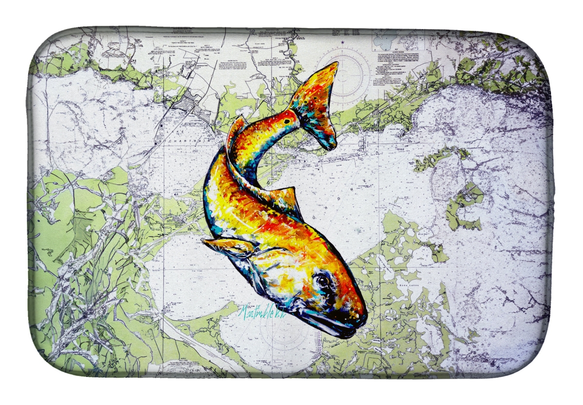 Picture of Carolines Treasures MW2115DDM 21 x 14 in. Red Fish on Map Dish Drying Mat