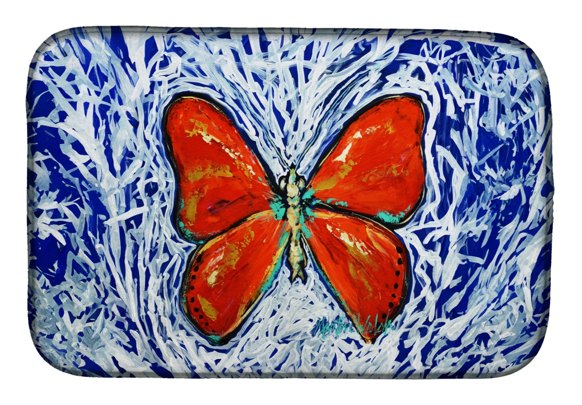 Picture of Carolines Treasures MW2116DDM 21 x 14 in. Red Glider Butterfly Dish Drying Mat