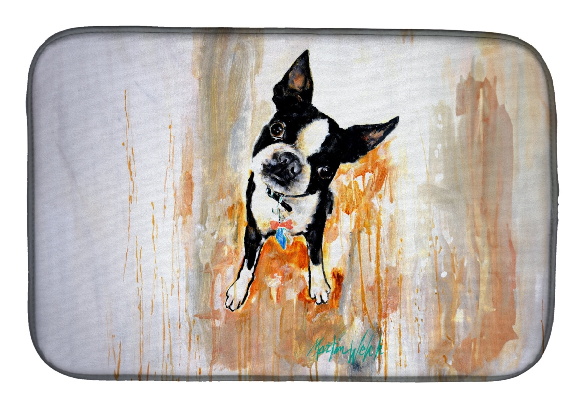 Picture of Carolines Treasures MW2122DDM 21 x 14 in. Boston Terrier Scout Dish Drying Mat