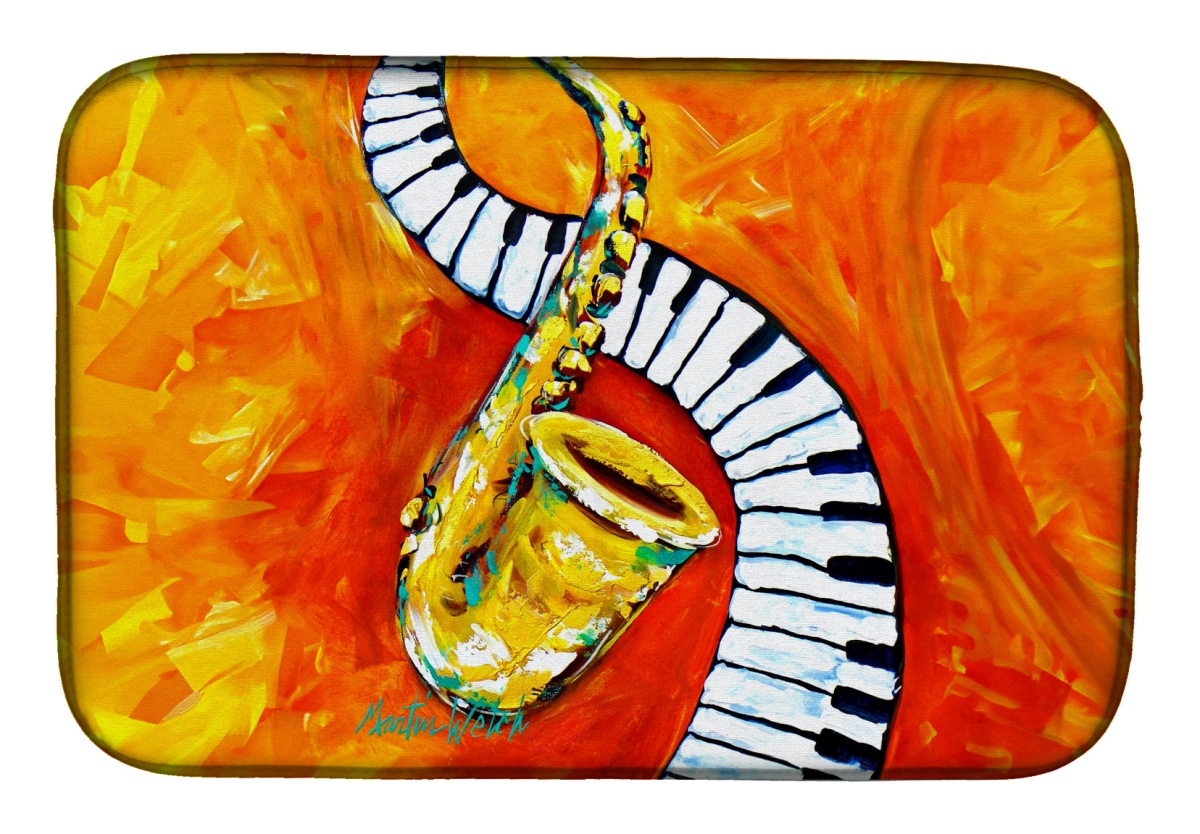 Picture of Carolines Treasures MW2131DDM 21 x 14 in. Something Blues Saxaphone & Piano Dish Drying Mat