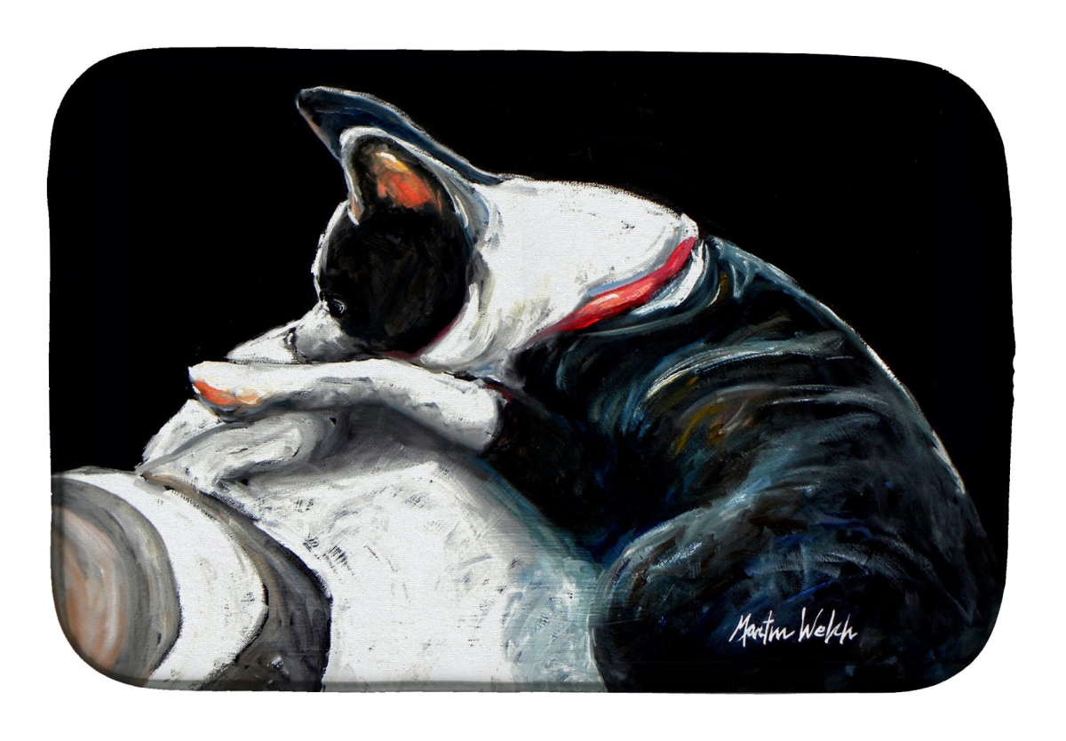 Picture of Carolines Treasures MW2134DDM 21 x 14 in. Boston Terrier Spot in the Sun Dish Drying Mat