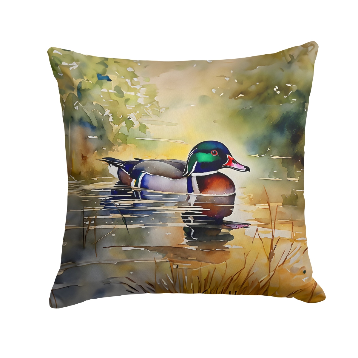 DAC3281PW1818 18 x 18 in. Wood Duck Throw Pillow