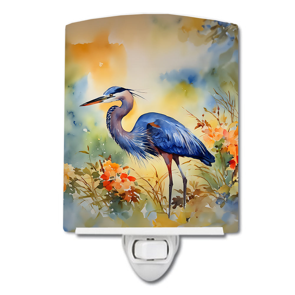 Blue Heron Ceramic Night Light - Multicolor - 6 x 4 in. - Artistic Design