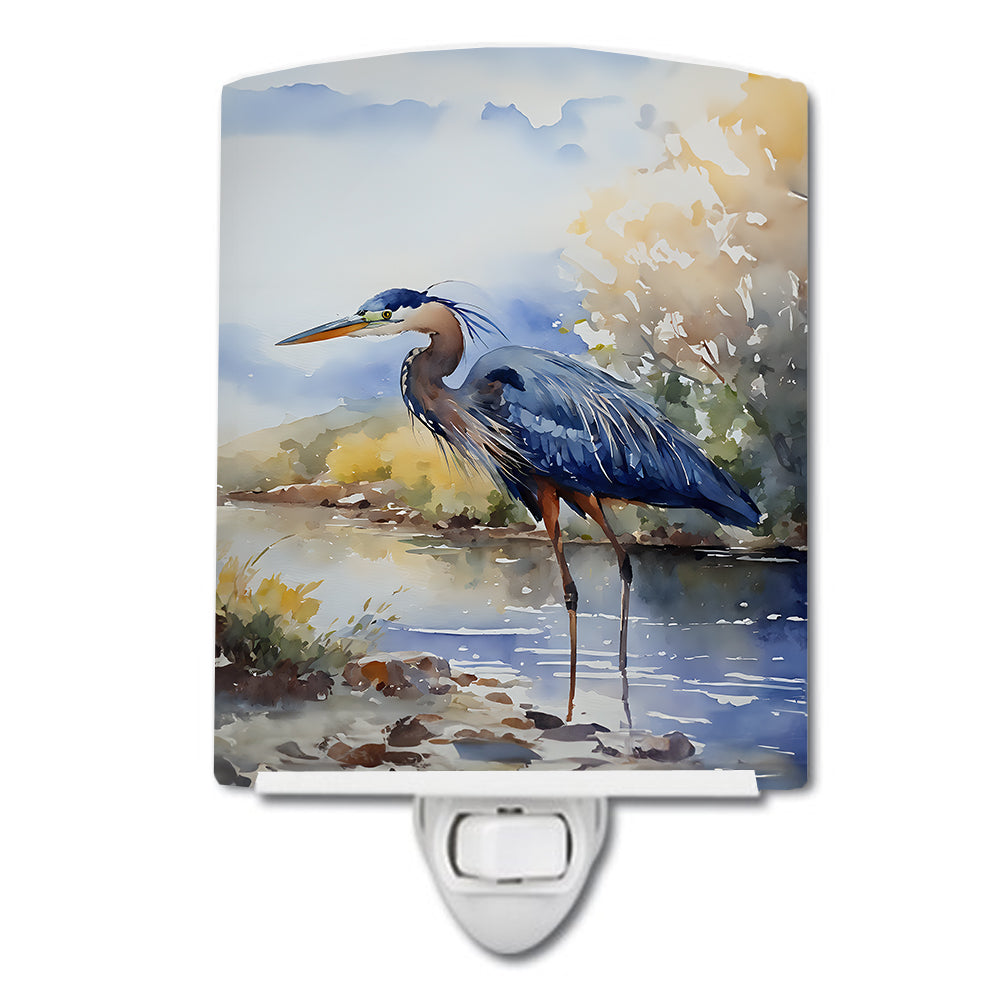Blue Heron Ceramic Night Light - Multi-Color - 6 x 4 in. - UL Approved