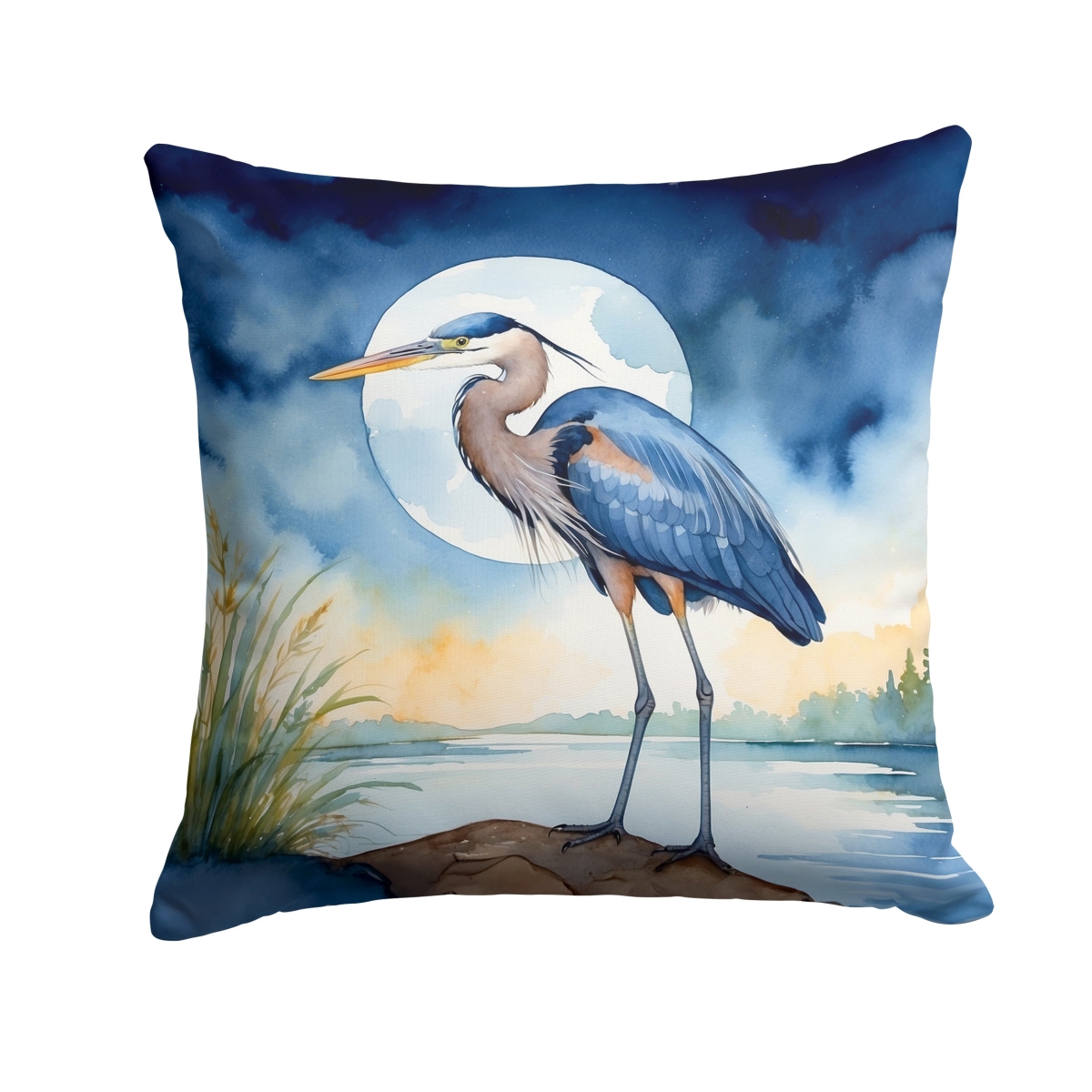 DAC7494PW1414 14 x 14 in. Blue Heron Under the Moonlight Throw Pillow