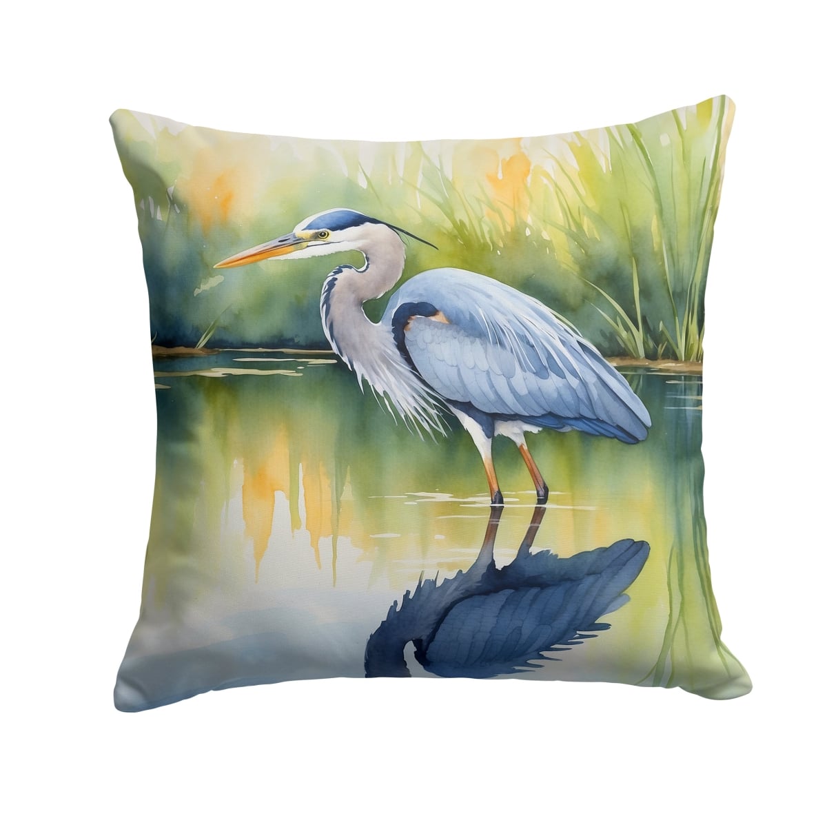 DAC7505PW1414 14 x 14 in. Blue Heron Stalking Prey Throw Pillow