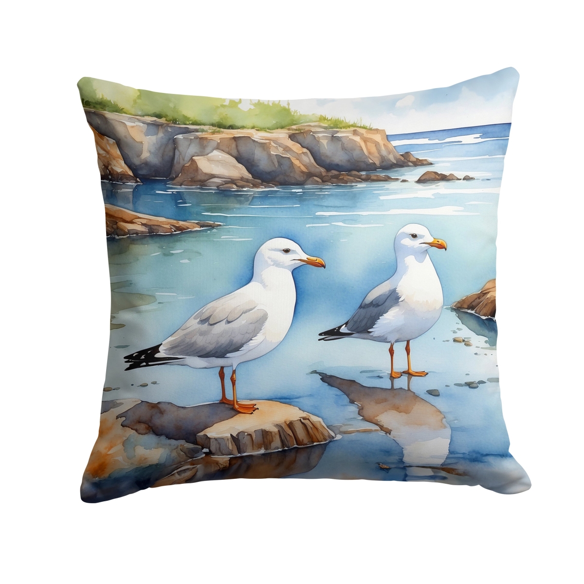 DAC7518PW1414 14 x 14 in. Gulls Scavenging Throw Pillow