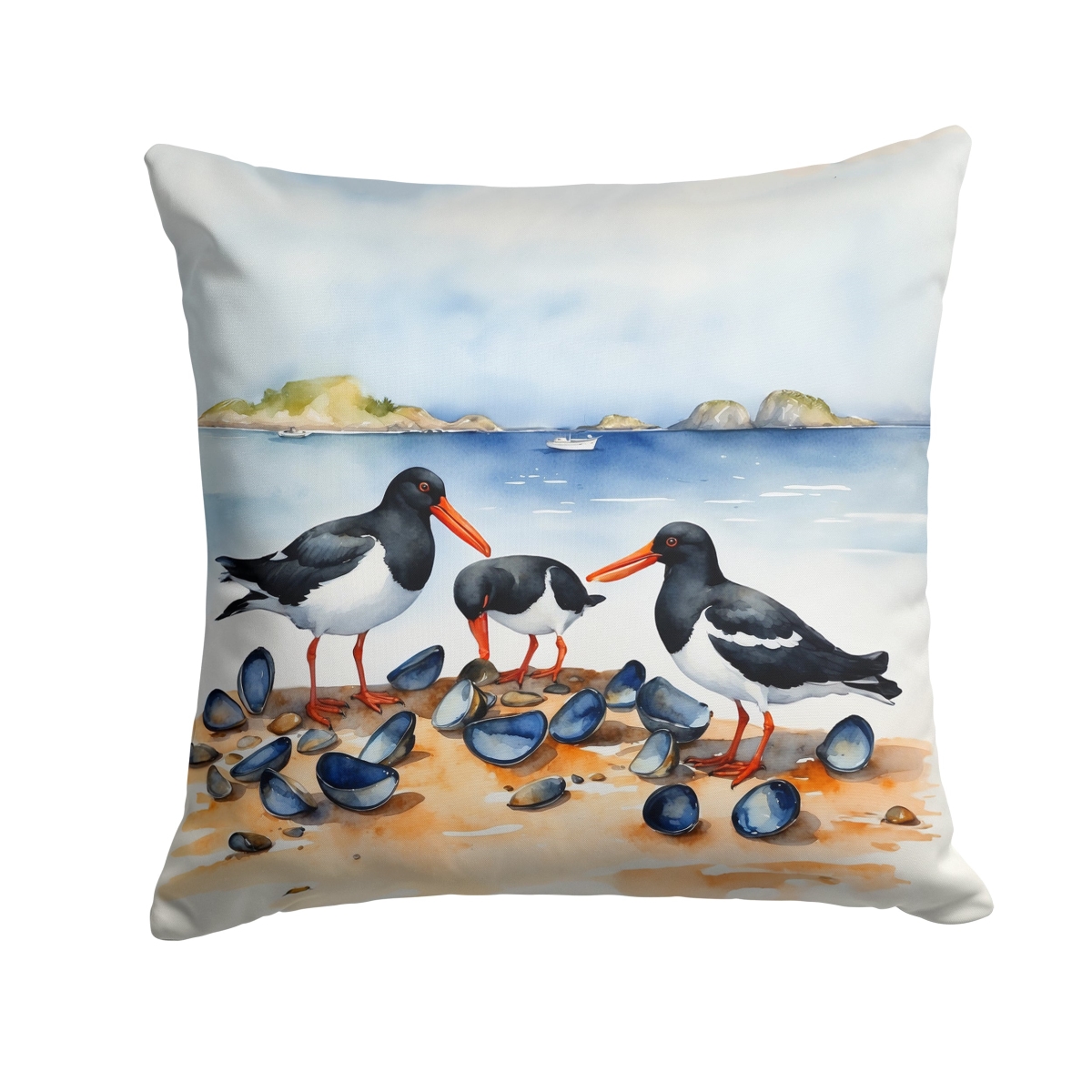 DAC7521PW1414 14 x 14 in. Oystercatchers Feeding Throw Pillow