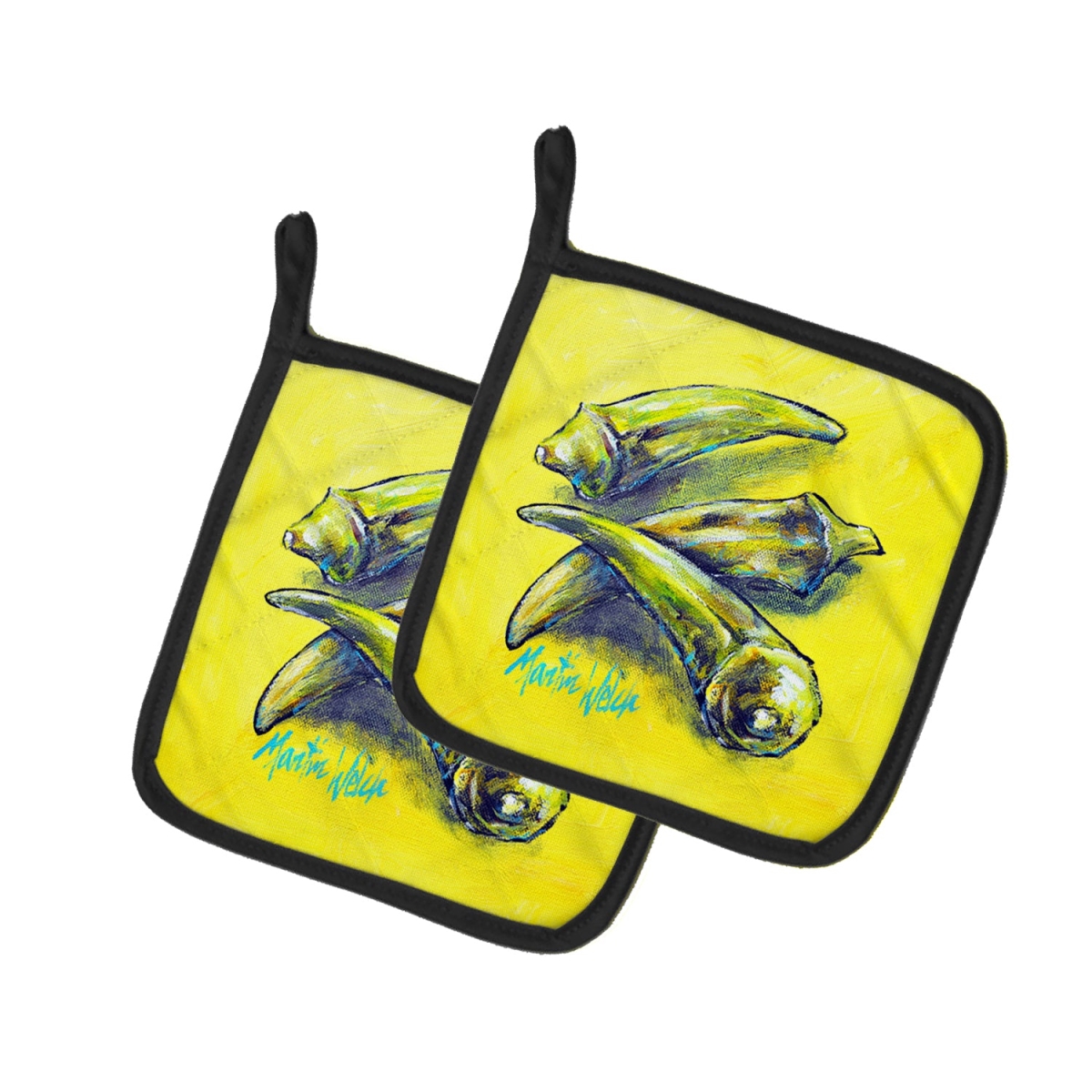 MW2002PTHD 7.5 x 7.5 in. Three to Get Ready Okra Pot Holders - Set of 2