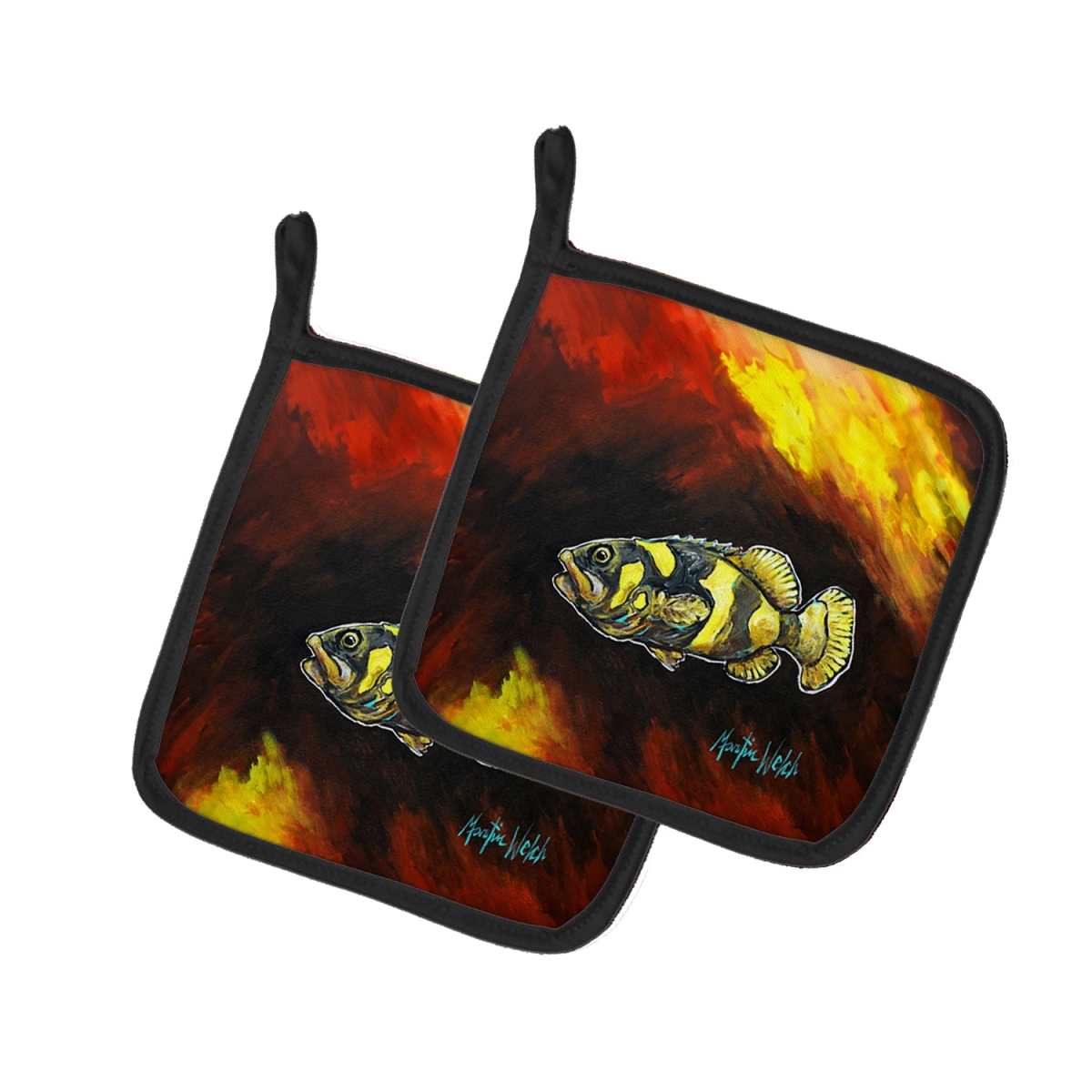 MW2029PTHD 7.5 x 7.5 in. Bumblebee Fish Pot Holders - Set of 2