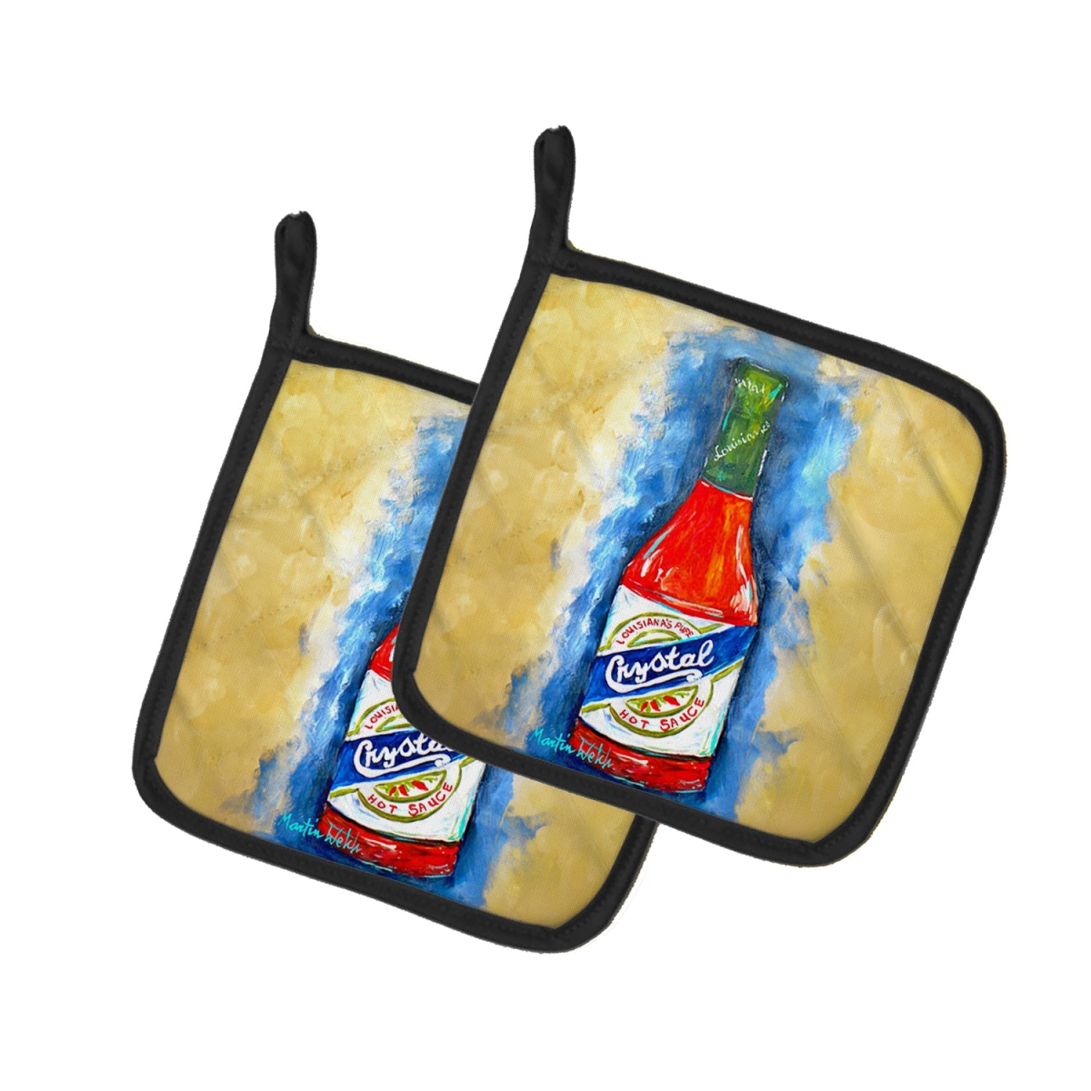 Picture of Carolines Treasures MW2047PTHD 7.5 x 7.5 in. Hot Sauce Crystal Blue Pot Holders - Set of 2