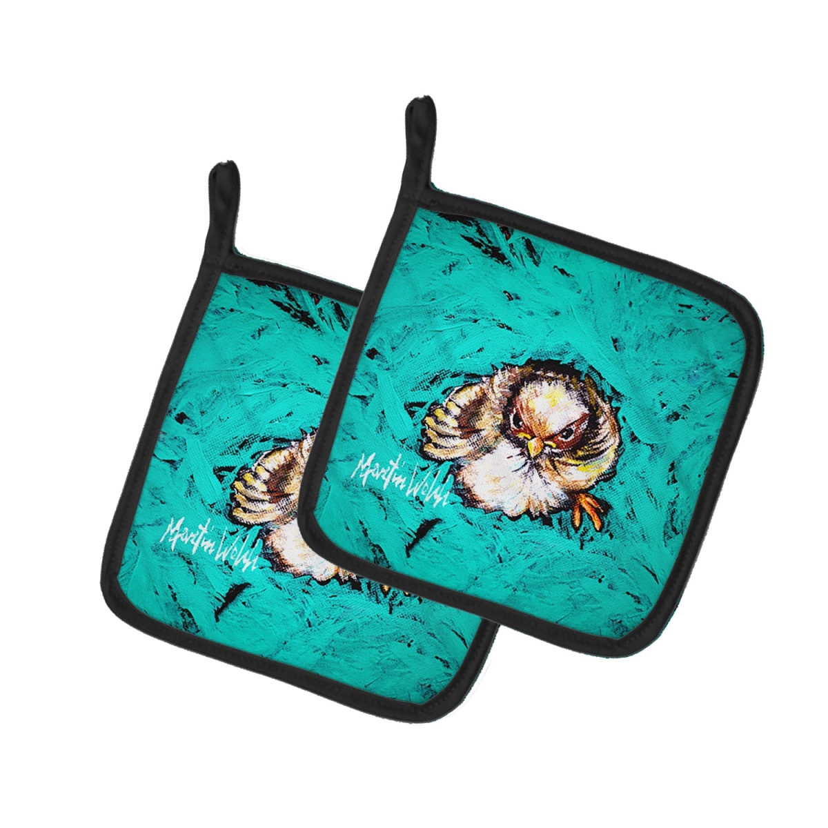 Picture of Carolines Treasures MW2058PTHD 7.5 x 7.5 in. Fiest Chic Bird Pot Holders - Set of 2
