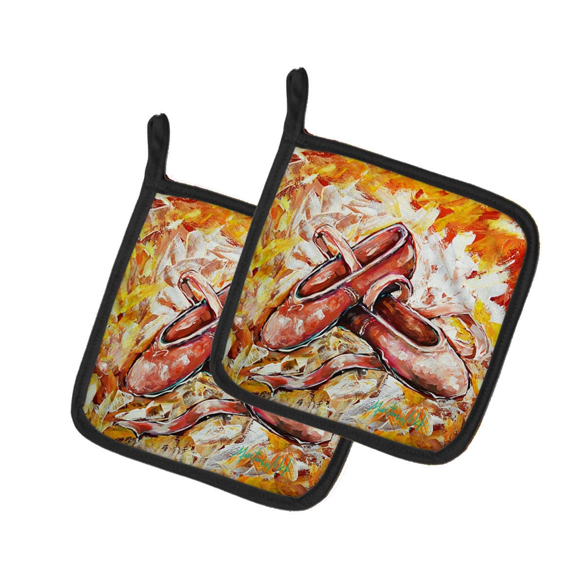 Picture of Carolines Treasures MW2059PTHD 7.5 x 7.5 in. First Step Ballet Shoes Pot Holders - Set of 2