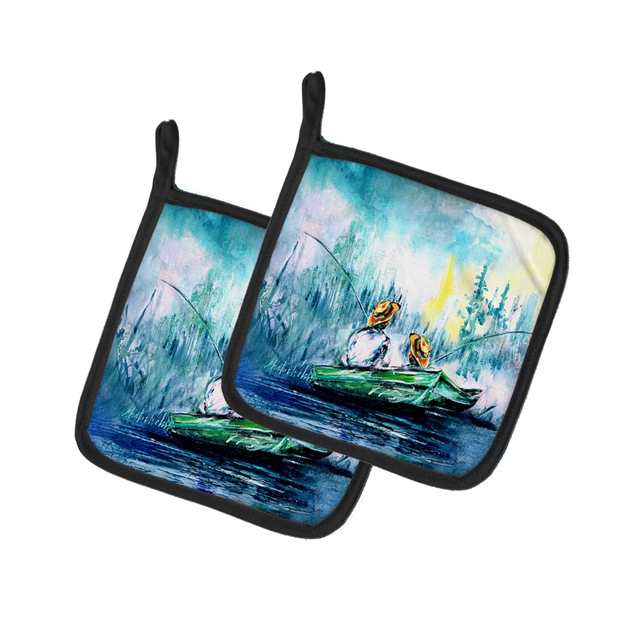 Picture of Carolines Treasures MW2060PTHD 7.5 x 7.5 in. Fishing on The Bayou Pot Holders - Set of 2