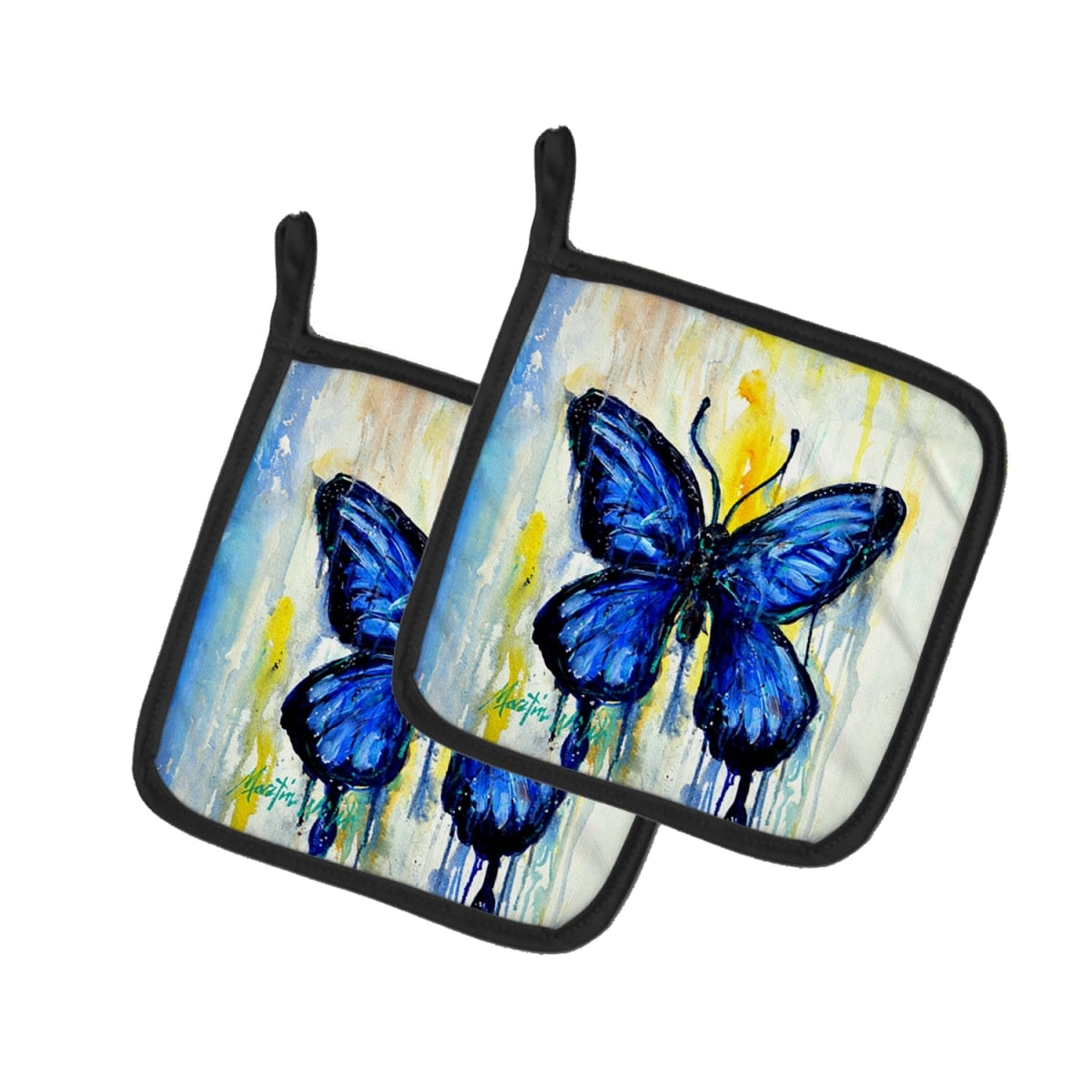 Picture of Carolines Treasures MW2061PTHD 7.5 x 7.5 in. Flutter Butterfly Pot Holders - Set of 2