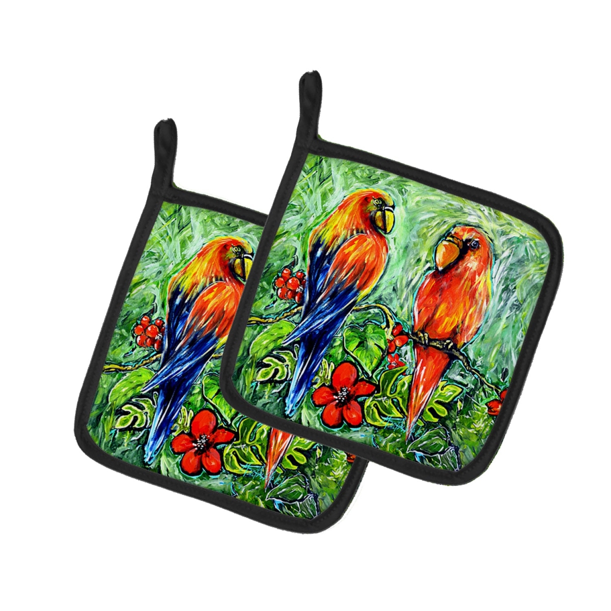 Picture of Carolines Treasures MW2063PTHD 7.5 x 7.5 in. Fred & Freda Parrots Pot Holders - Set of 2