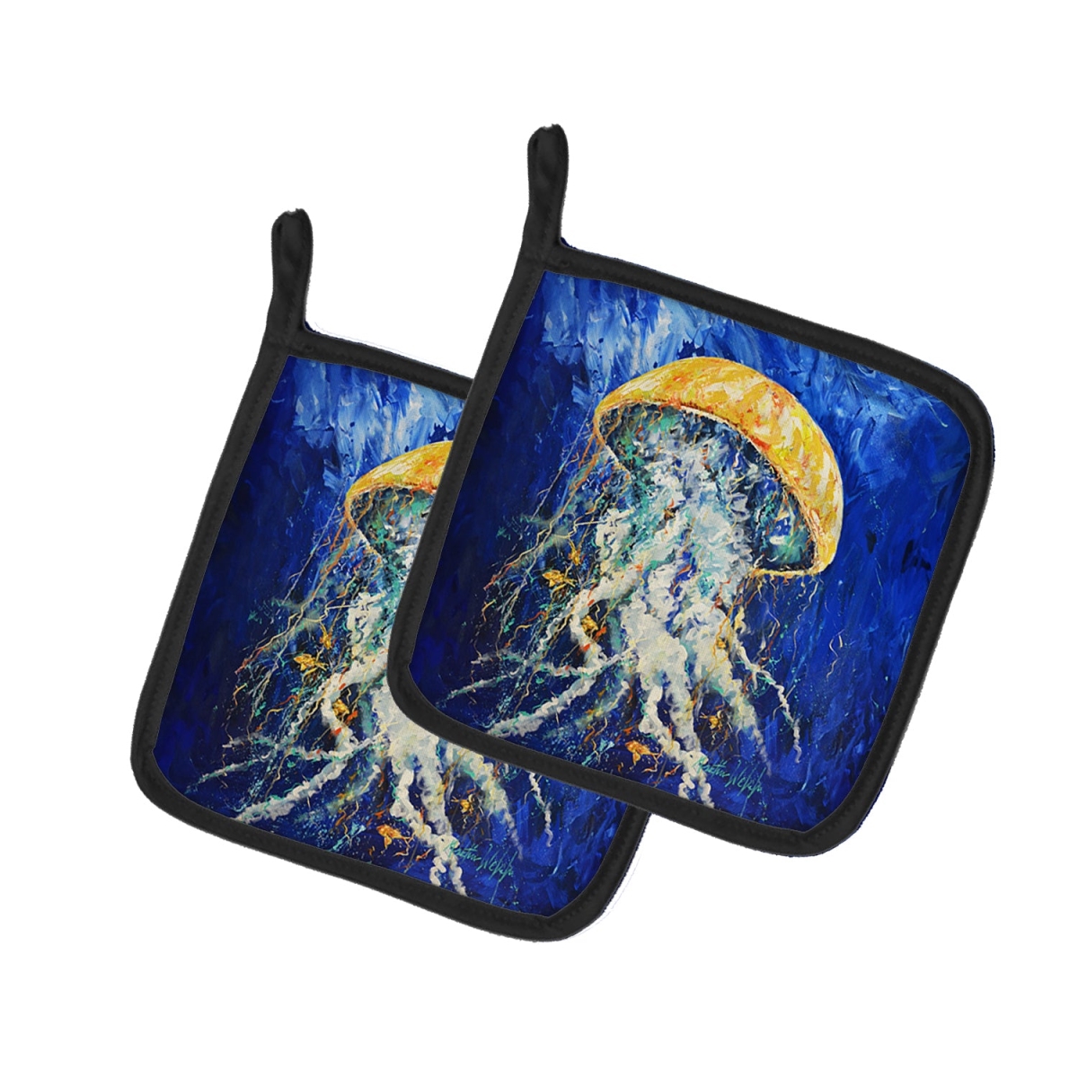 Picture of Carolines Treasures MW2064PTHD 7.5 x 7.5 in. Free Fall Jellyfish Pot Holders - Set of 2