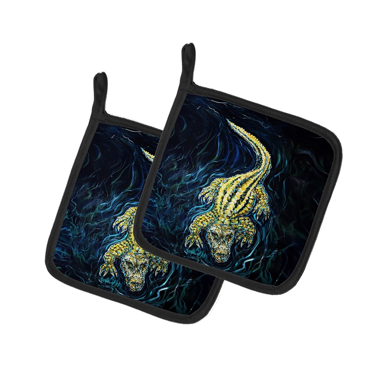 Picture of Carolines Treasures MW2068PTHD 7.5 x 7.5 in. Gator Down Alligator Pot Holders - Set of 2