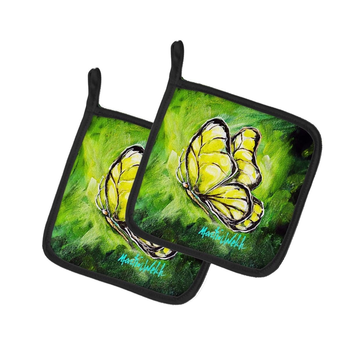 Picture of Carolines Treasures MW2071PTHD 7.5 x 7.5 in. Glover Fly Sage Butterfly Pot Holders - Set of 2