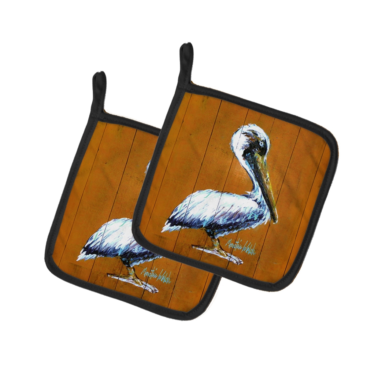 Picture of Carolines Treasures MW2075PTHD 7.5 x 7.5 in. Hangin in Pelican Pot Holders - Set of 2