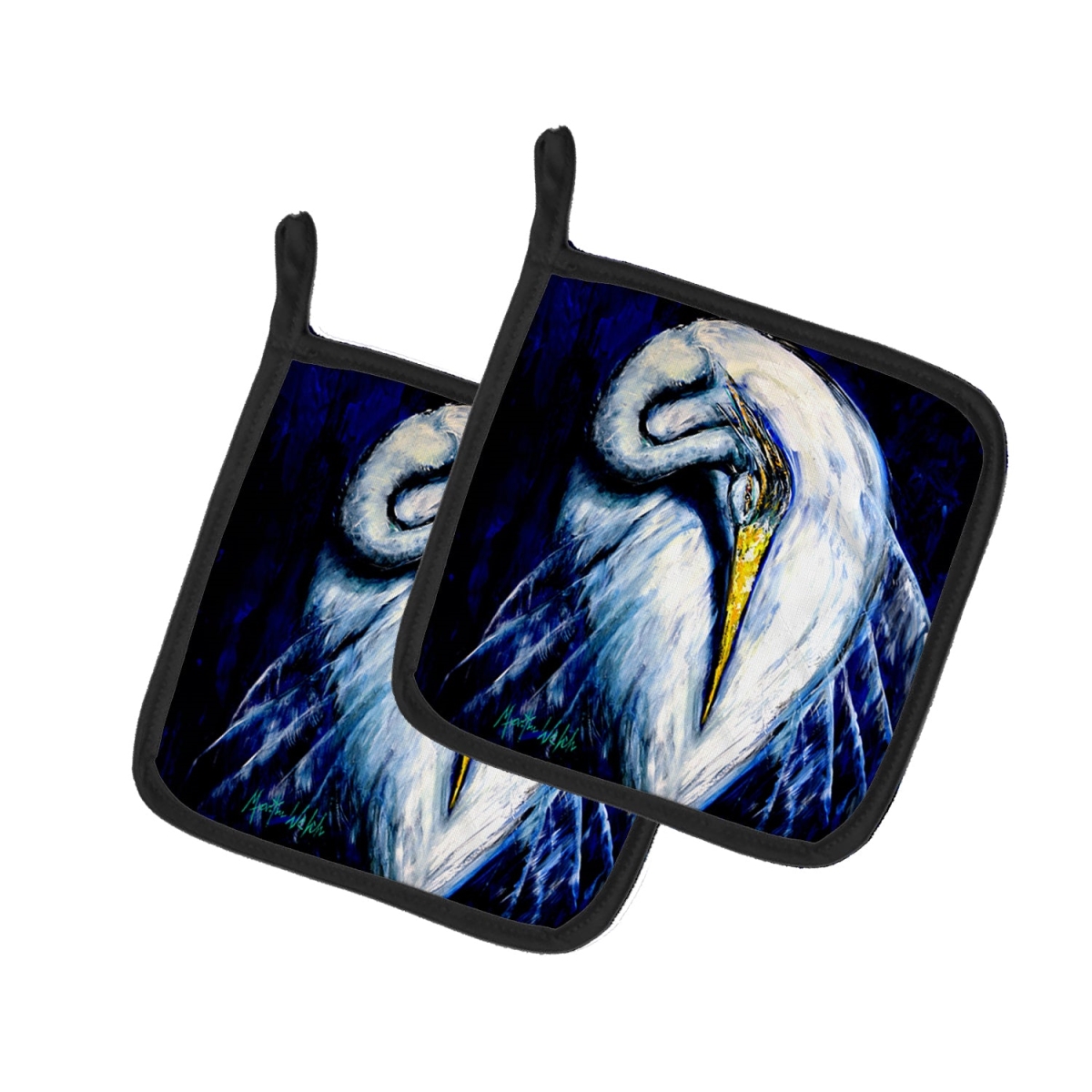 Picture of Carolines Treasures MW2077PTHD 7.5 x 7.5 in. Heron Freshen Up Pot Holders - Set of 2