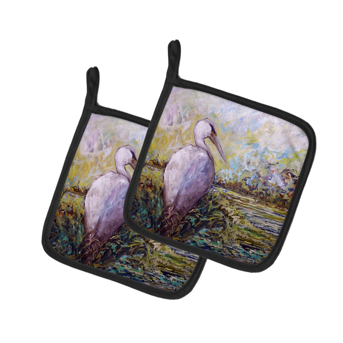 Picture of Carolines Treasures MW2078PTHD 7.5 x 7.5 in. Heron in the Swamp Pot Holders - Set of 2