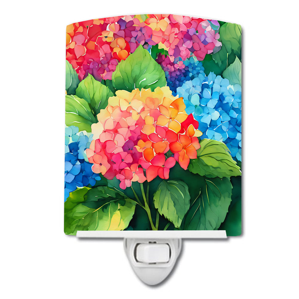 DAC1575CNL 6 x 4 in. Hydrangeas in Watercolor Ceramic Night Light