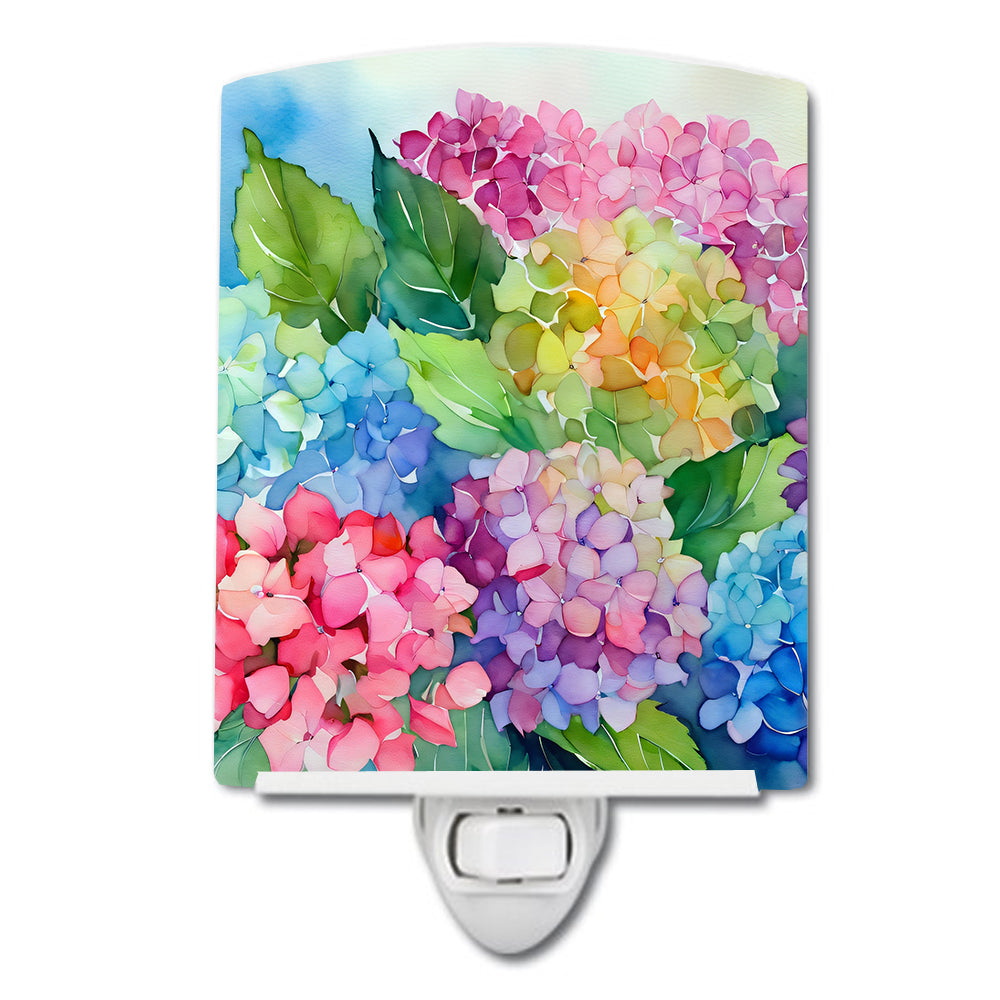 DAC1577CNL 6 x 4 in. Hydrangeas in Watercolor Ceramic Night Light