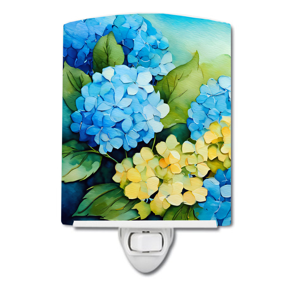 DAC1578CNL 6 x 4 in. Hydrangeas in Watercolor Ceramic Night Light
