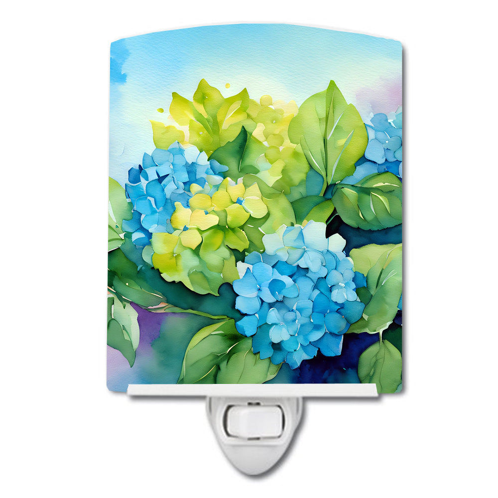DAC1579CNL 6 x 4 in. Hydrangeas in Watercolor Ceramic Night Light