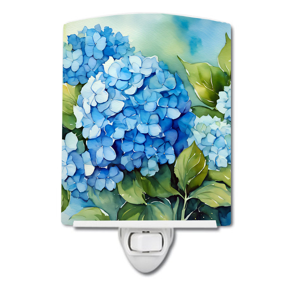 DAC1580CNL 6 x 4 in. Hydrangeas in Watercolor Ceramic Night Light