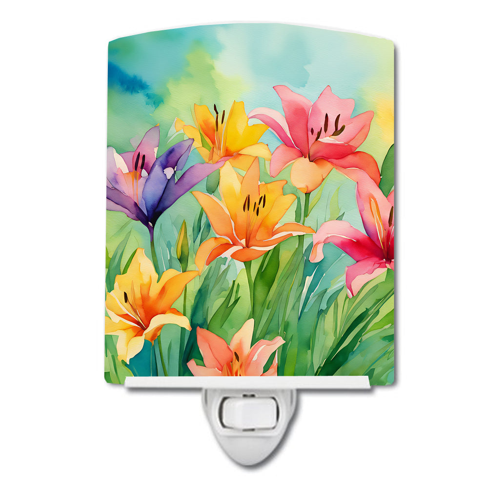 DAC1586CNL 6 x 4 in. Lilies in Watercolor Ceramic Night Light