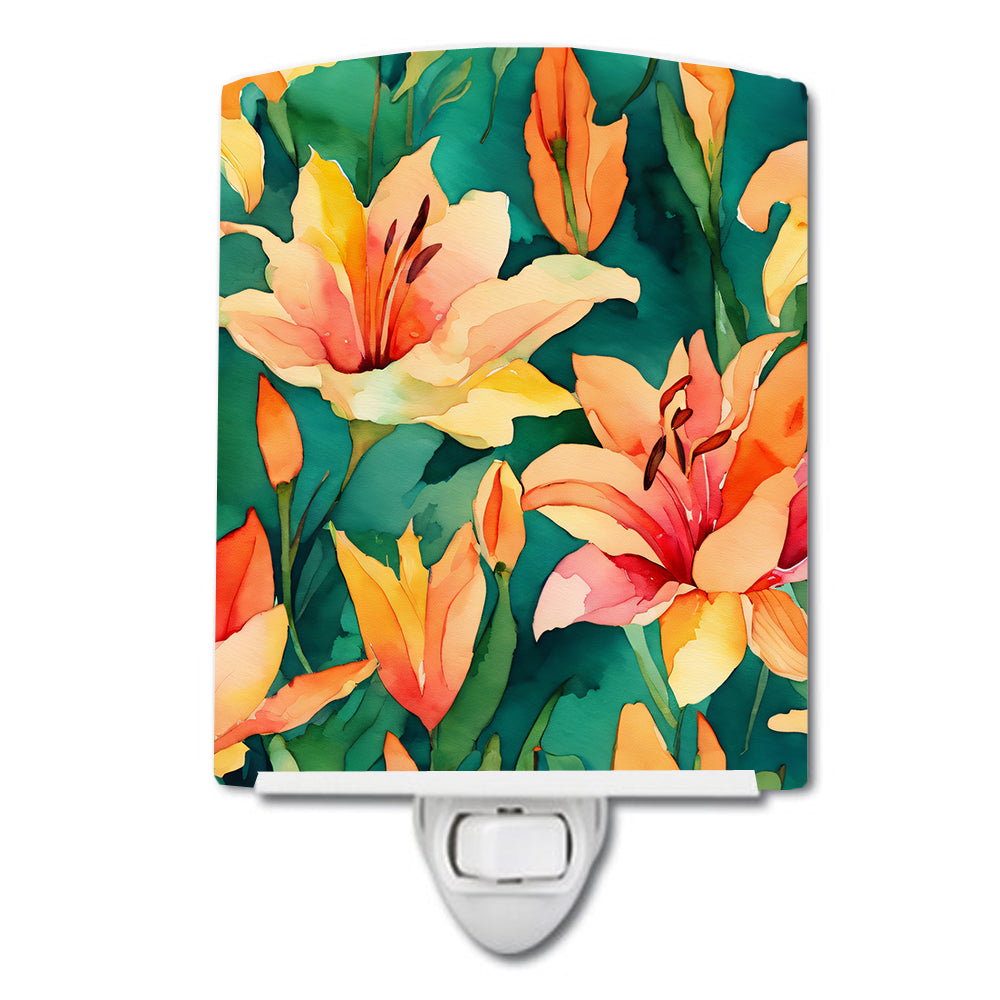 DAC1587CNL 6 x 4 in. Lilies in Watercolor Ceramic Night Light